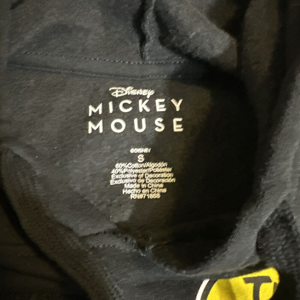Disney Mickey Mouse The One & Only Logo Women’s Unisex S Black Pullover Hoodie - Picture 3 of 8